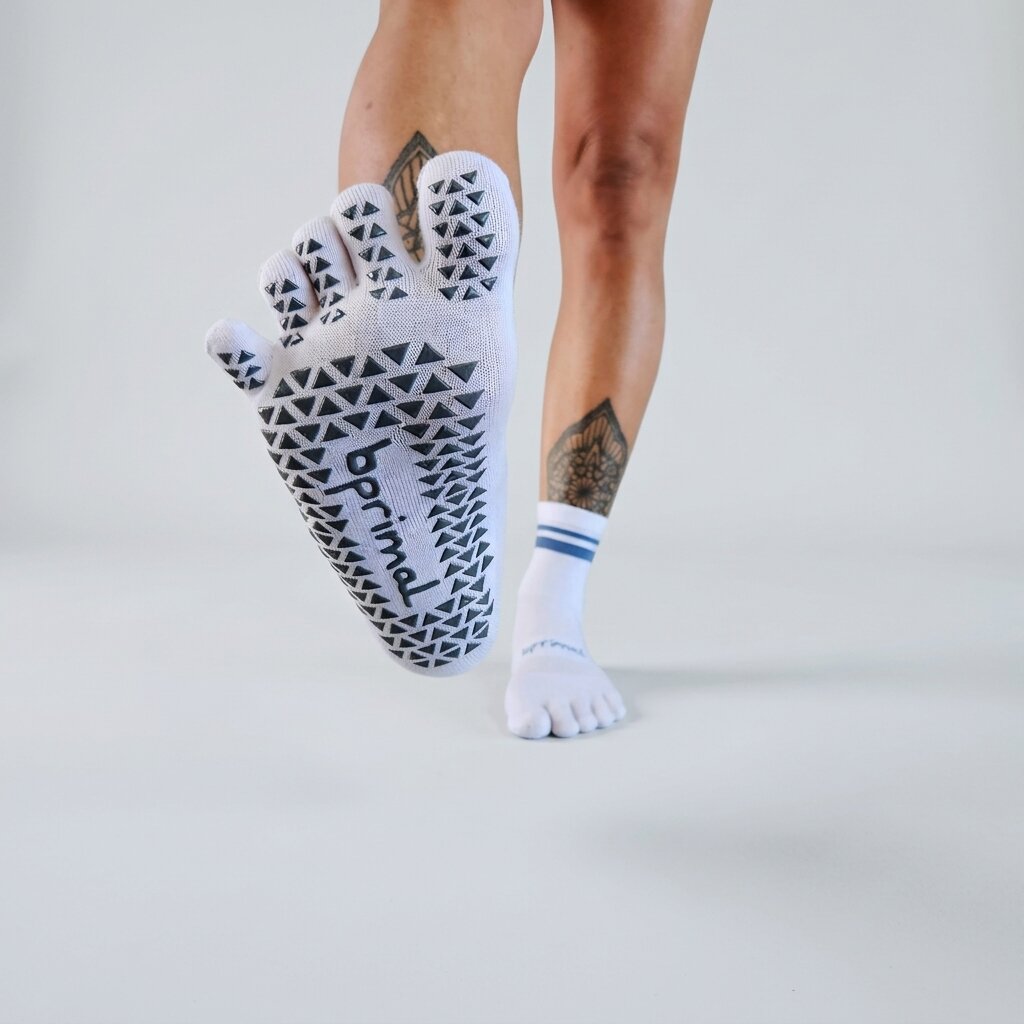 Bprimal GRIP Five-Toe Socks - Crew - Regular Weight - Coastal