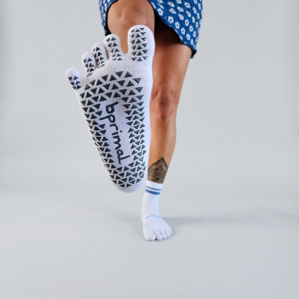Bprimal GRIP Five-Toe Socks - Crew - Regular Weight - Coastal