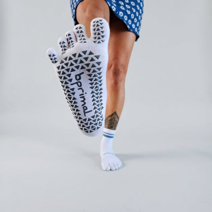 Bprimal GRIP Five-Toe Socks - Crew - Regular Weight - Coastal
