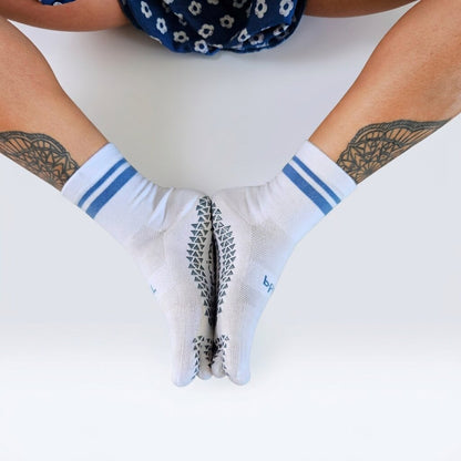 Bprimal GRIP Five-Toe Socks - Crew - Regular Weight - Coastal