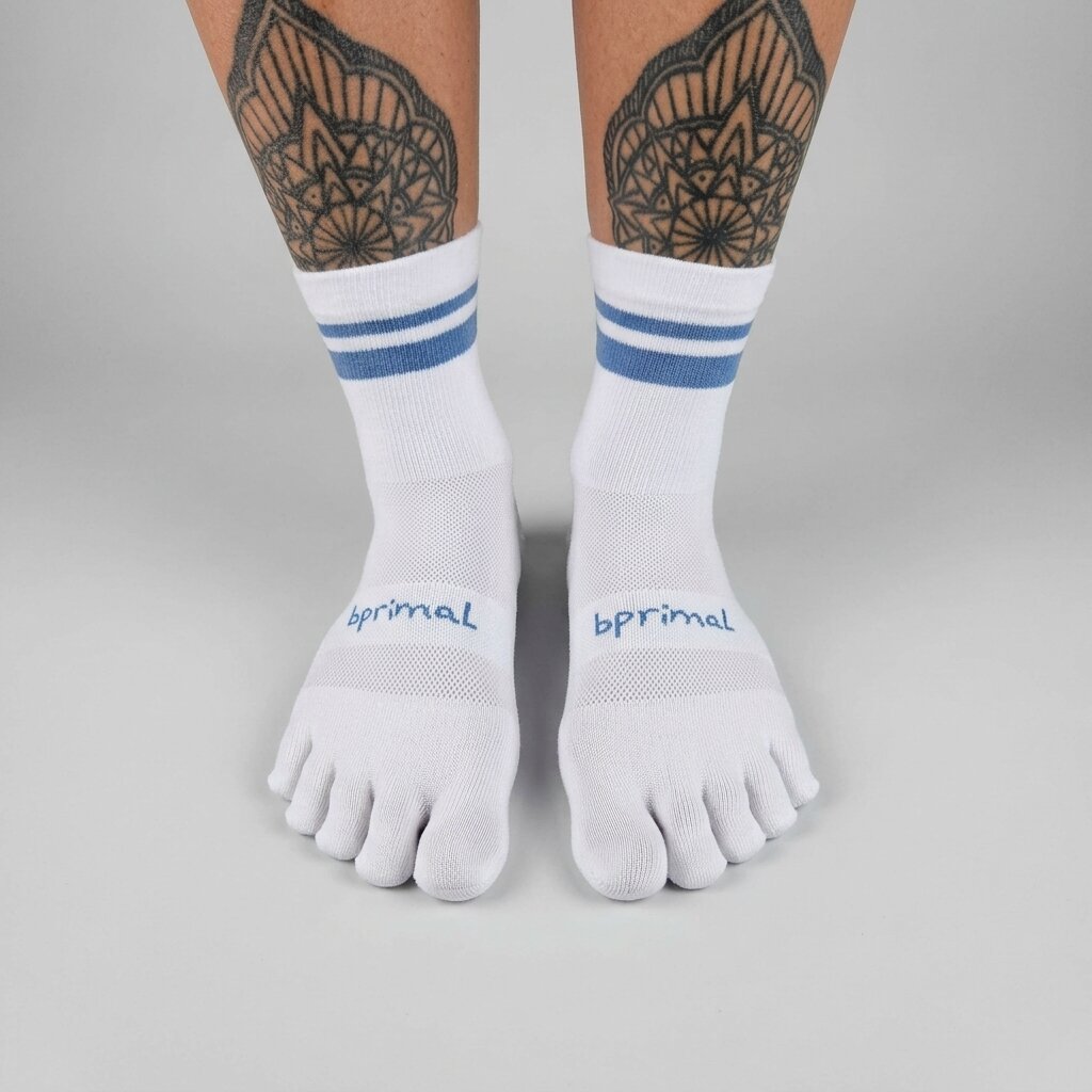 Bprimal GRIP Five-Toe Socks - Crew - Regular Weight - Coastal
