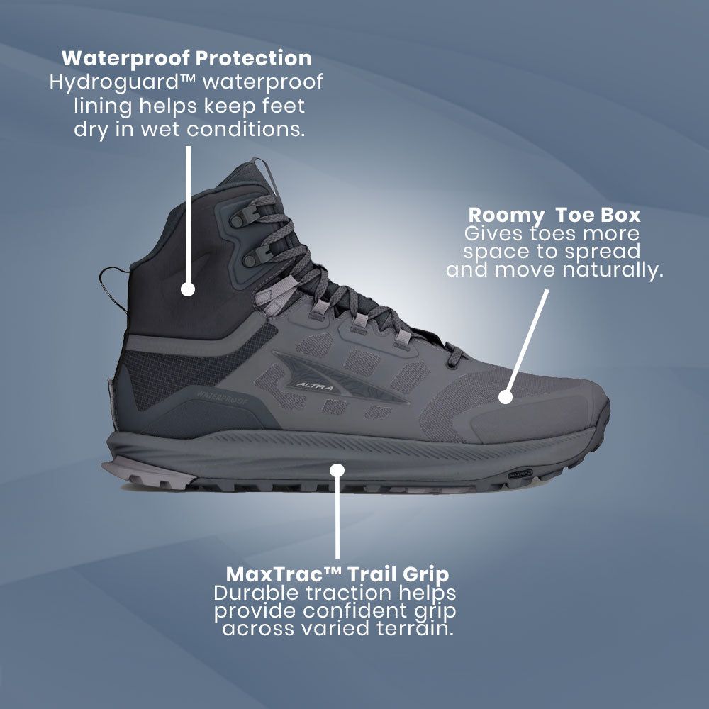 Altra - Lone Peak 9 Waterproof Mid Black/Grey - Mens