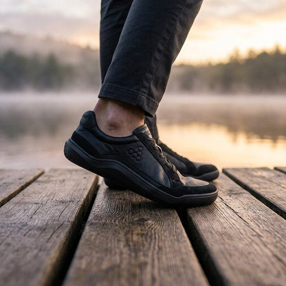 Vivobarefoot Gobi II Sneaker Premium Leather (Mens) - Triple Obsidian