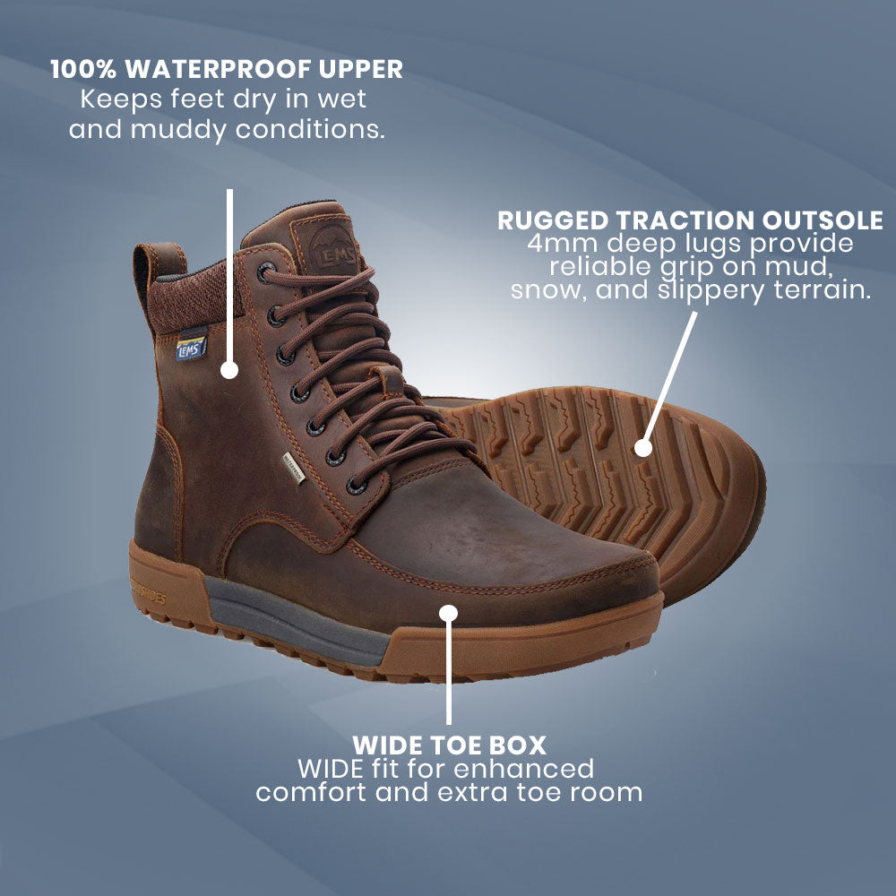 Lems - Waterproof Boulder Boot Summit - Rugged Bark (Unisex)