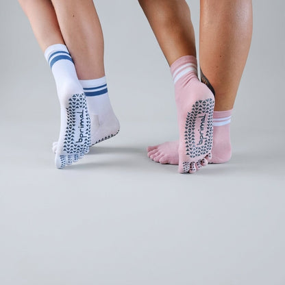 Bprimal GRIP Five-Toe Socks - Crew - Regular Weight - Blush