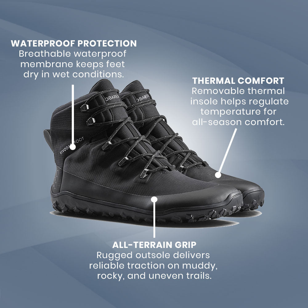 Vivobarefoot - Tracker Textile AT II Waterproof - Obsidian (Womens)