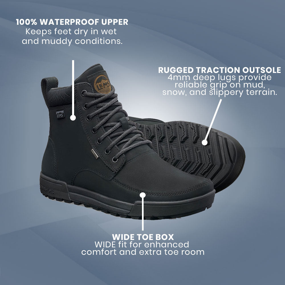 Lems - Waterproof Boulder Boot Summit - Coal (Unisex)