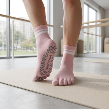 Bprimal GRIP Five-Toe Socks - Crew - Regular Weight - Blush