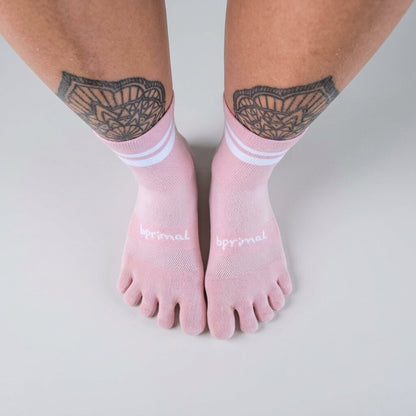 Bprimal GRIP Five-Toe Socks - Crew - Regular Weight - Blush