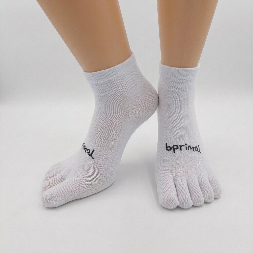 Bprimal Everyday Five-Toe Socks - Mini-Crew - Regular Weight - White
