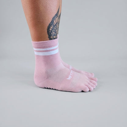 Bprimal GRIP Five-Toe Socks - Crew - Regular Weight - Blush