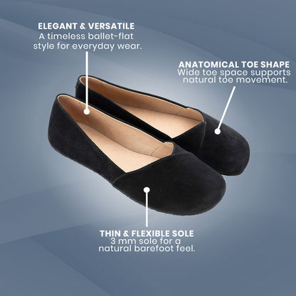 Shapen - PEONY WIDE Suede - Black (Womens)