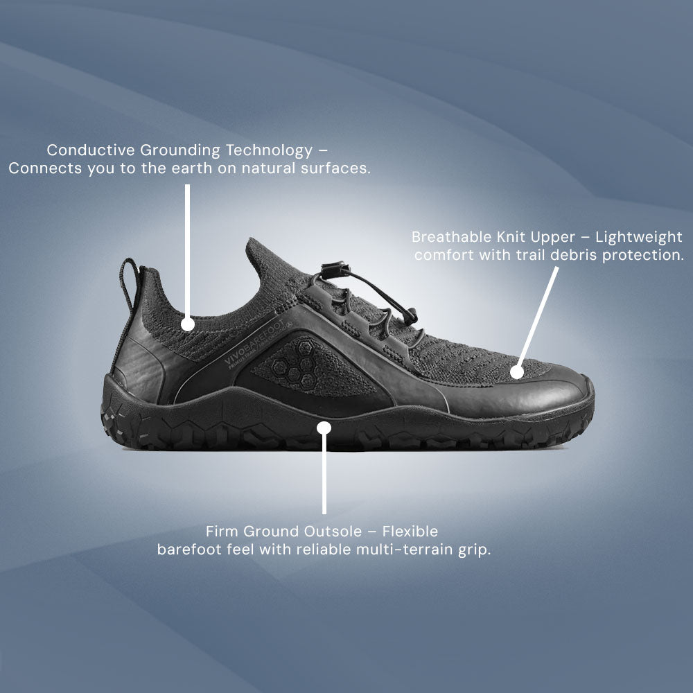 Vivobarefoot Primus Trail Knit FG Grounding (Mens) - Obsidian