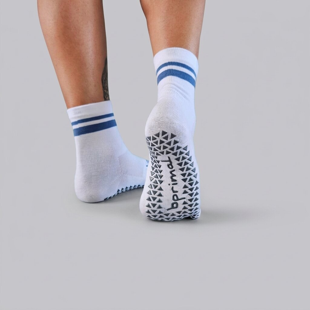 Bprimal GRIP Five-Toe Socks - Crew - Regular Weight - Coastal