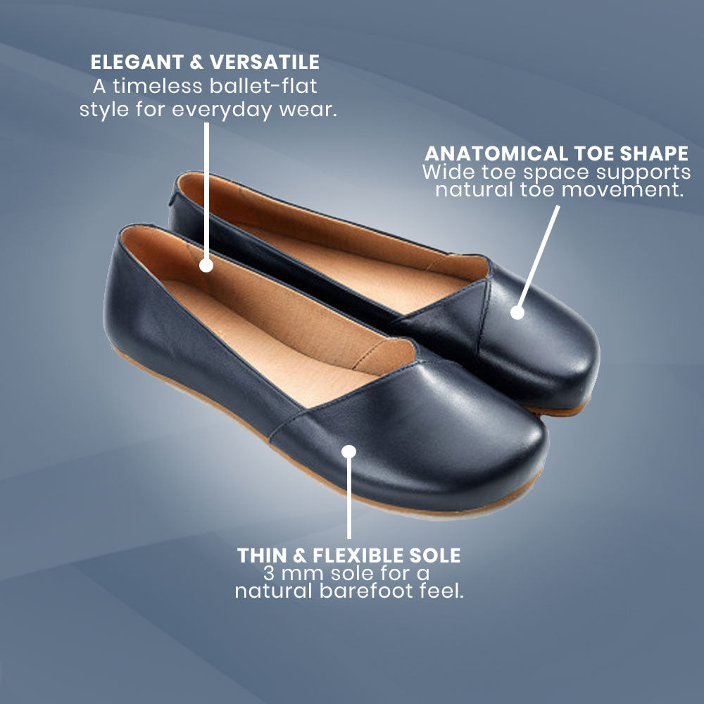 Shapen - PEONY Barefoot Ballerinas - Navy (Womens) (Wide)