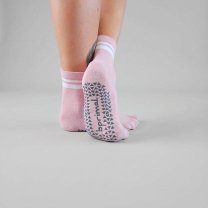 Bprimal GRIP Five-Toe Socks - Crew - Regular Weight - Blush
