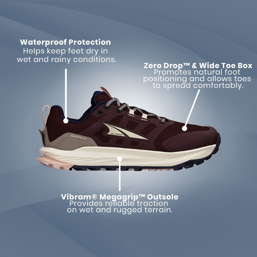 Altra - Lone Peak 9 Waterproof Low - Maroon - Womens