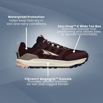 Altra - Lone Peak 9 Waterproof Low - Maroon - Womens