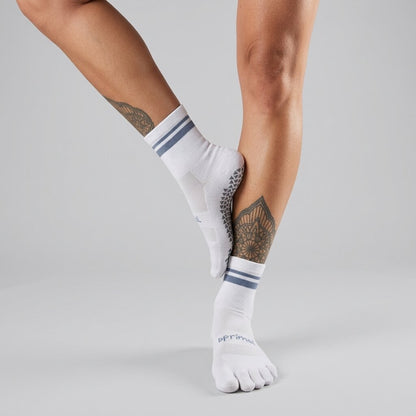 Bprimal GRIP Five-Toe Socks - Crew - Regular Weight - Coastal