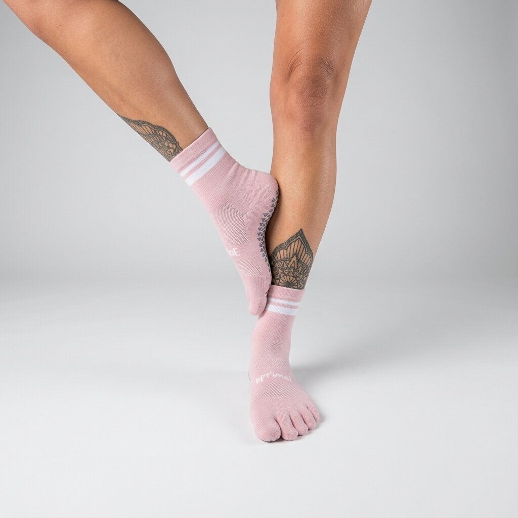 Bprimal GRIP Five-Toe Socks - Crew - Regular Weight - Blush