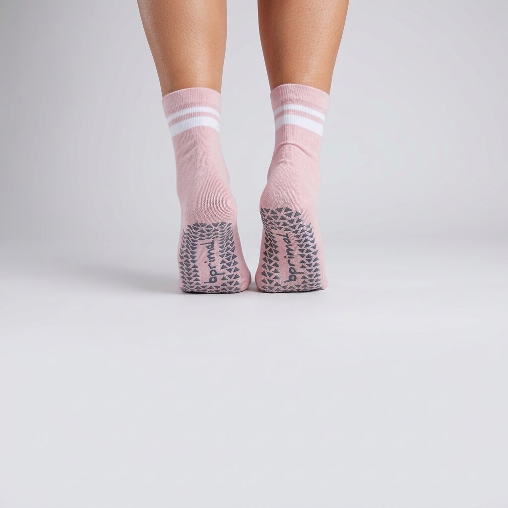 Bprimal GRIP Five-Toe Socks - Crew - Regular Weight - Blush