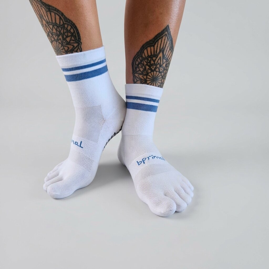 Bprimal GRIP Five-Toe Socks - Crew - Regular Weight - Coastal