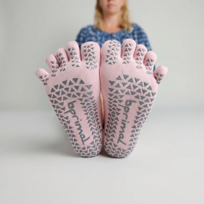 Bprimal GRIP Five-Toe Socks - Crew - Regular Weight - Blush