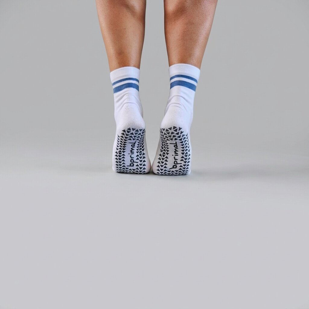 Bprimal GRIP Five-Toe Socks - Crew - Regular Weight - Coastal