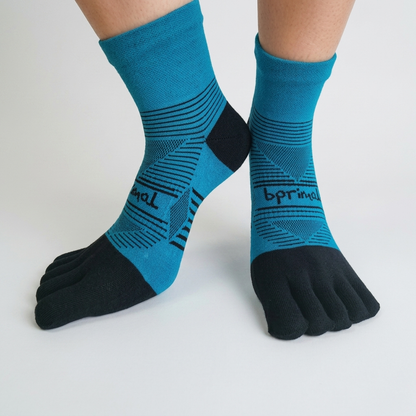 Bprimal Performance Five-Toe Socks - Regular Weight - Mini-Crew - Bondi Blue