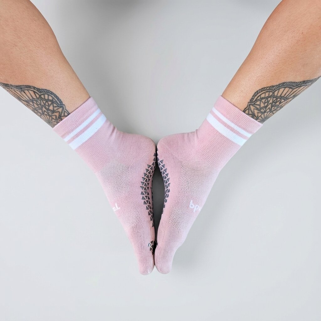 Bprimal GRIP Five-Toe Socks - Crew - Regular Weight - Blush