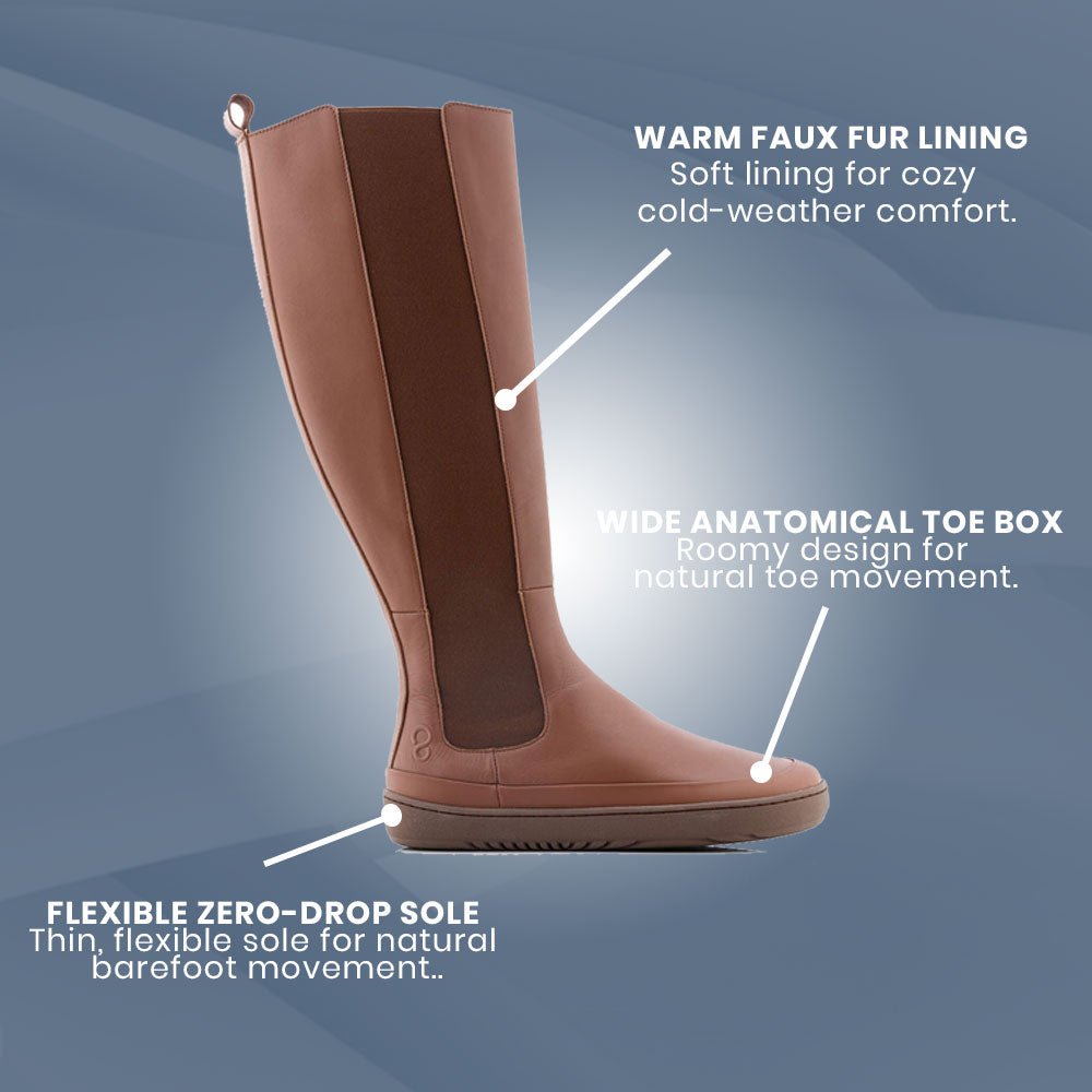 Shapen - HARPER barefoot knee-high boots - Brown (Womens)