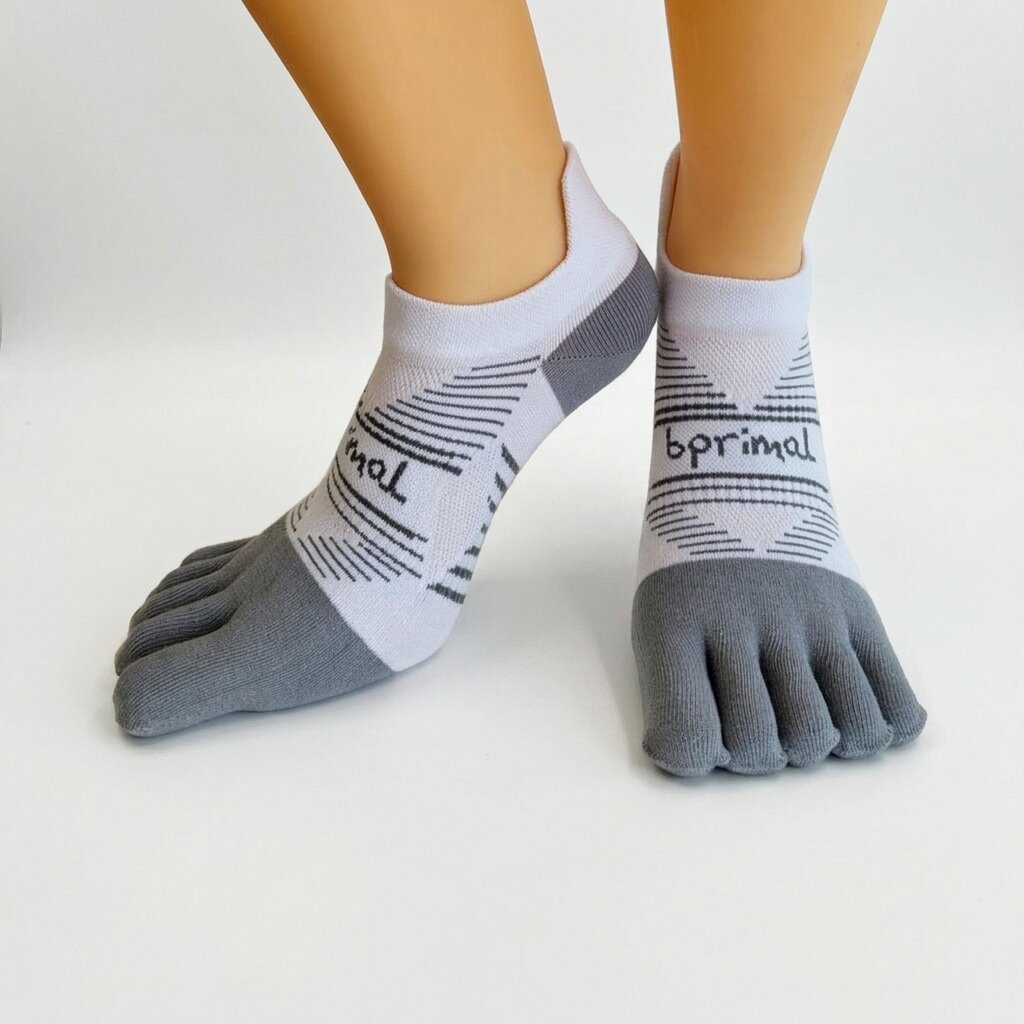 Bprimal Performance Five-Toe Socks - Regular Weight - No-Show - White