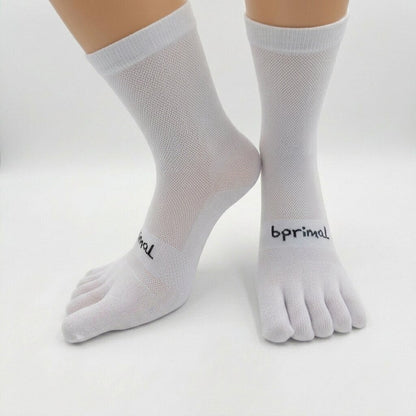 Bprimal Everyday Five-Toe Socks - Mini-Crew - Regular Weight - White