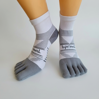 Bprimal Performance Five-Toe Socks - Regular Weight - Mini-Crew - White