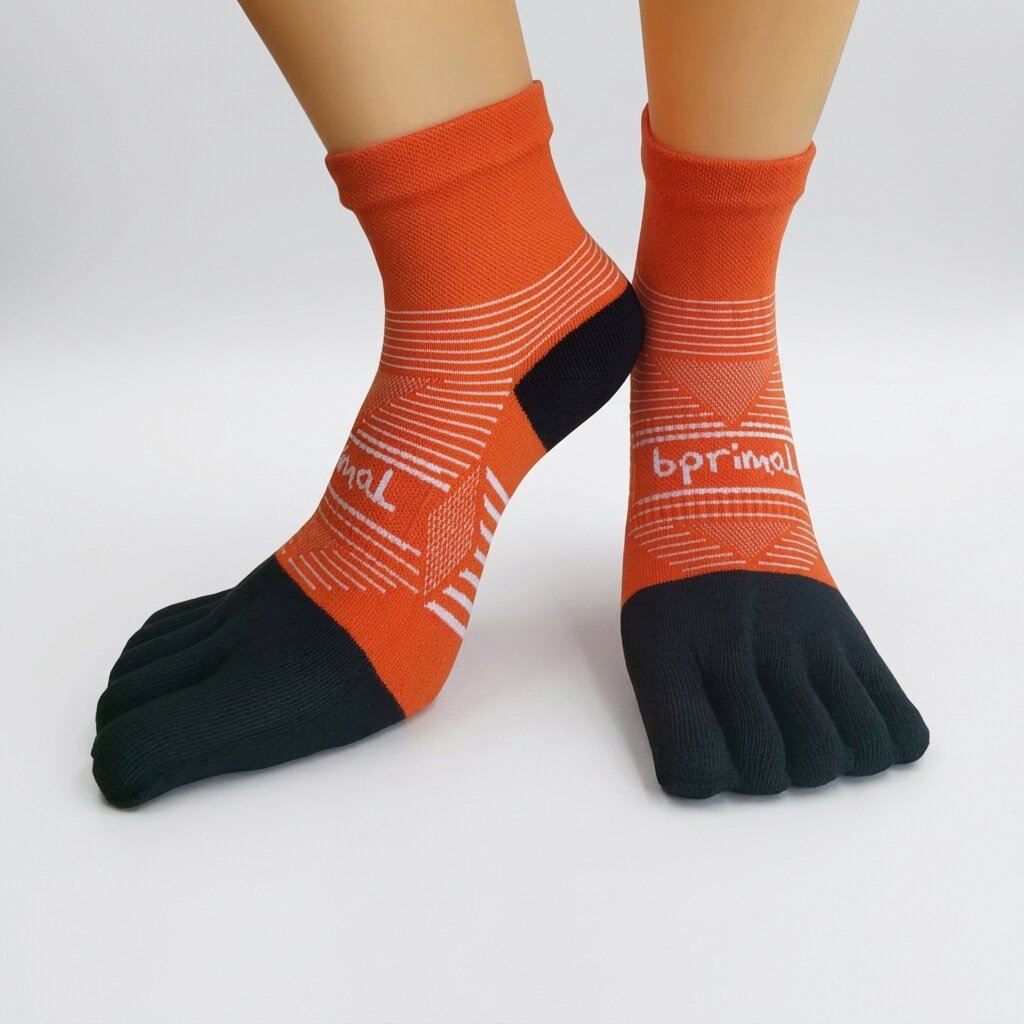 Bprimal Performance Five-Toe Socks - Regular Weight - Mini-Crew - Sunrise