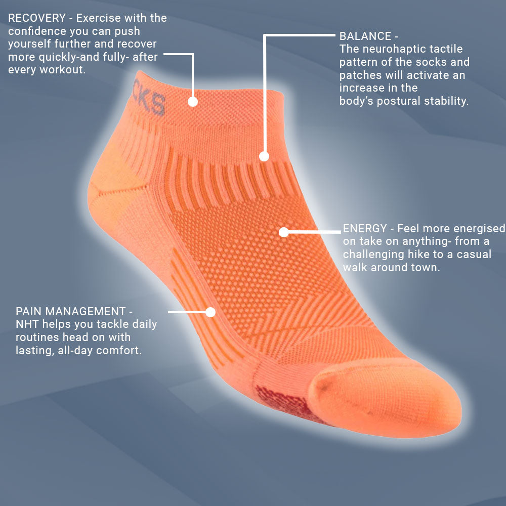 Biowin Neurosocks - Athletic No Show -  Neon Orange