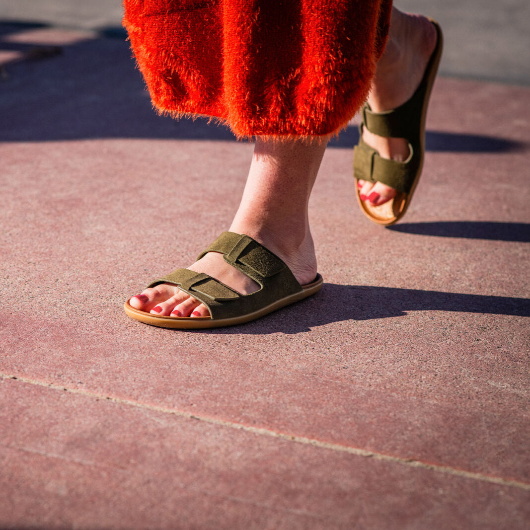 Vivobarefoot  Sensus Yin Slide (Womens) - Dark Olive