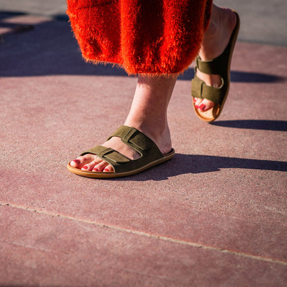 Vivobarefoot  Sensus Yin Slide (Womens) - Dark Olive