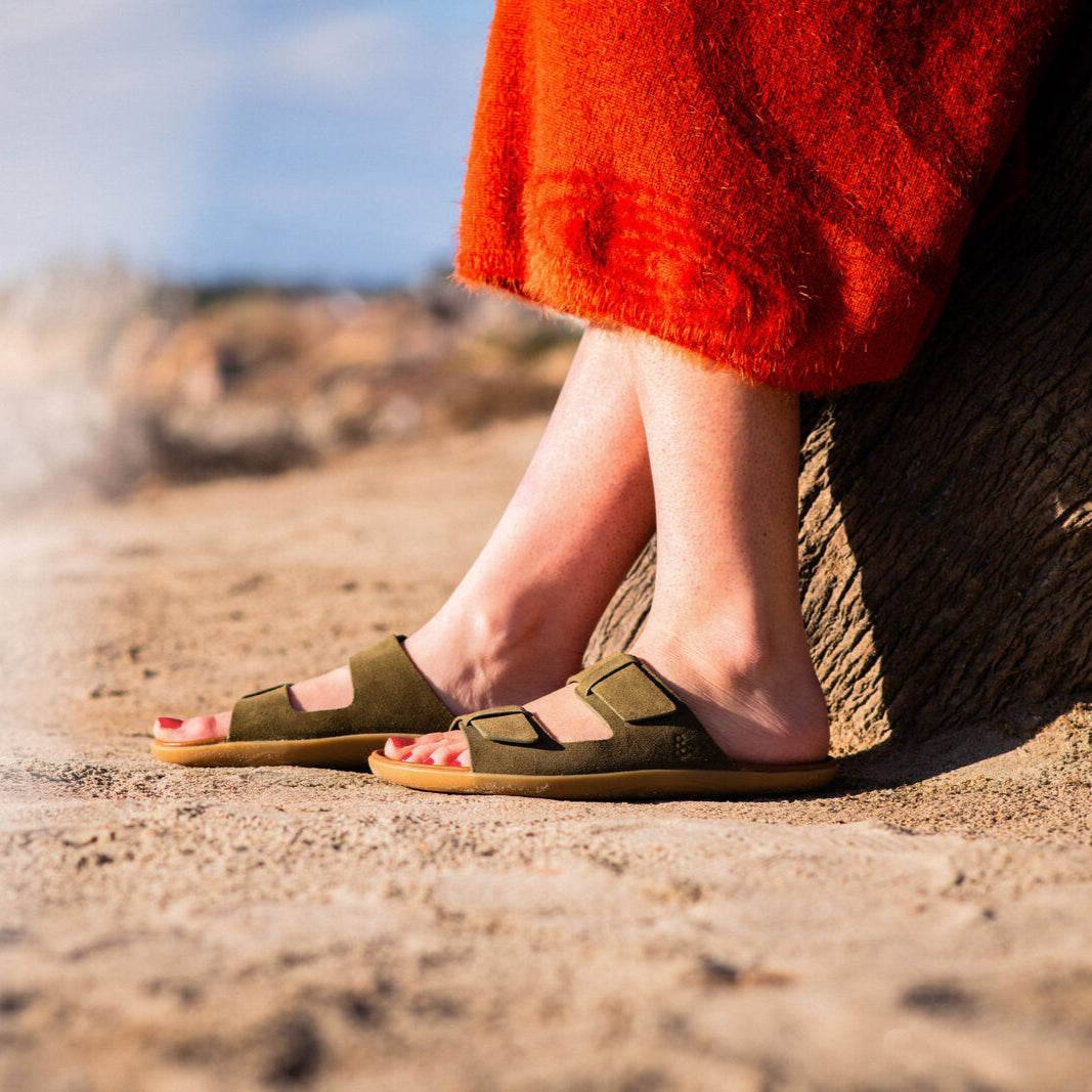 Vivobarefoot Sensus Yin Slide (Womens) - Dark Olive