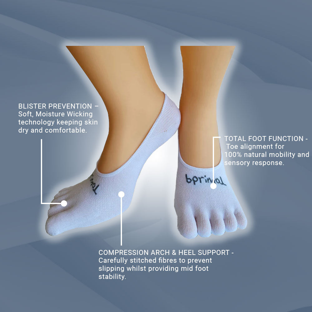 Bprimal Everyday Five-Toe Socks - Hidden - Thin Weight - White ...