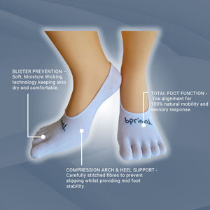 Bprimal Everyday Five-Toe Socks - Hidden - Thin Weight - White - bprimal