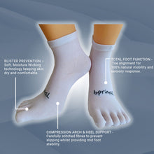 Bprimal Everyday Five-Toe Socks - Mini-Crew - Regular Weight - White - bprimal