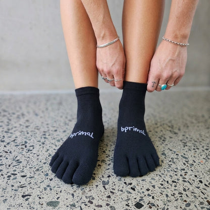 Bprimal Everyday Five-Toe Socks - Mini-Crew - Regular Weight - Black