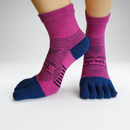 Bprimal Performance Five-Toe Socks - Womens - Regular Weight - Mini-Crew - Pink/Navy