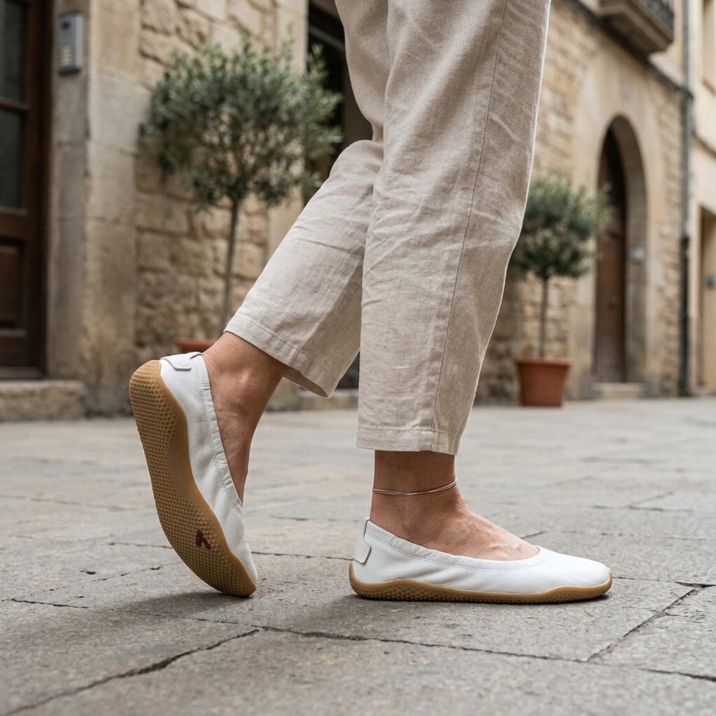 Vivobarefoot Primus Asana Yin Ballerina Leather - Limestone