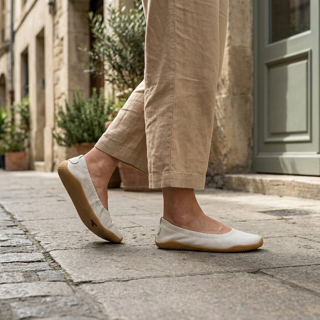Vivobarefoot Primus Asana Yin Ballerina Leather - Limestone