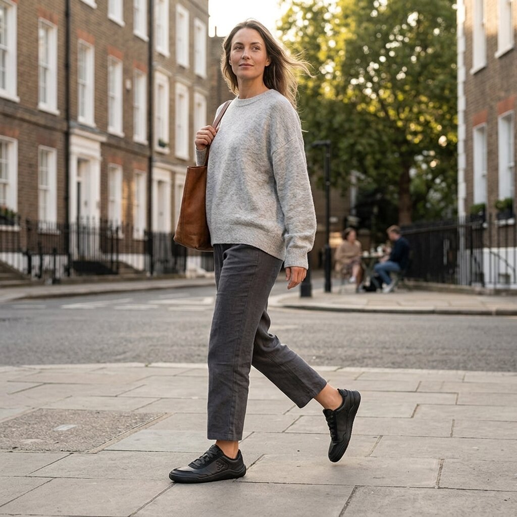 Vivobarefoot Gobi Sneaker Leather (Womens) - Obsidian