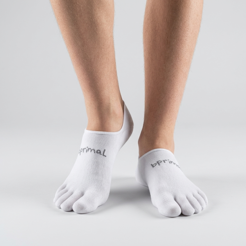 Bprimal Everyday Five-Toe Socks V2 - Hidden - Thin Weight - White