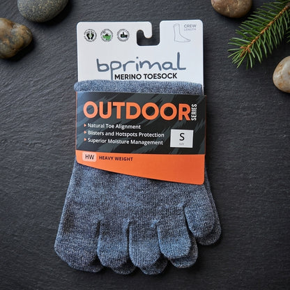 Bprimal Outdoor Merino Five-Toe Socks - Crew - Grey