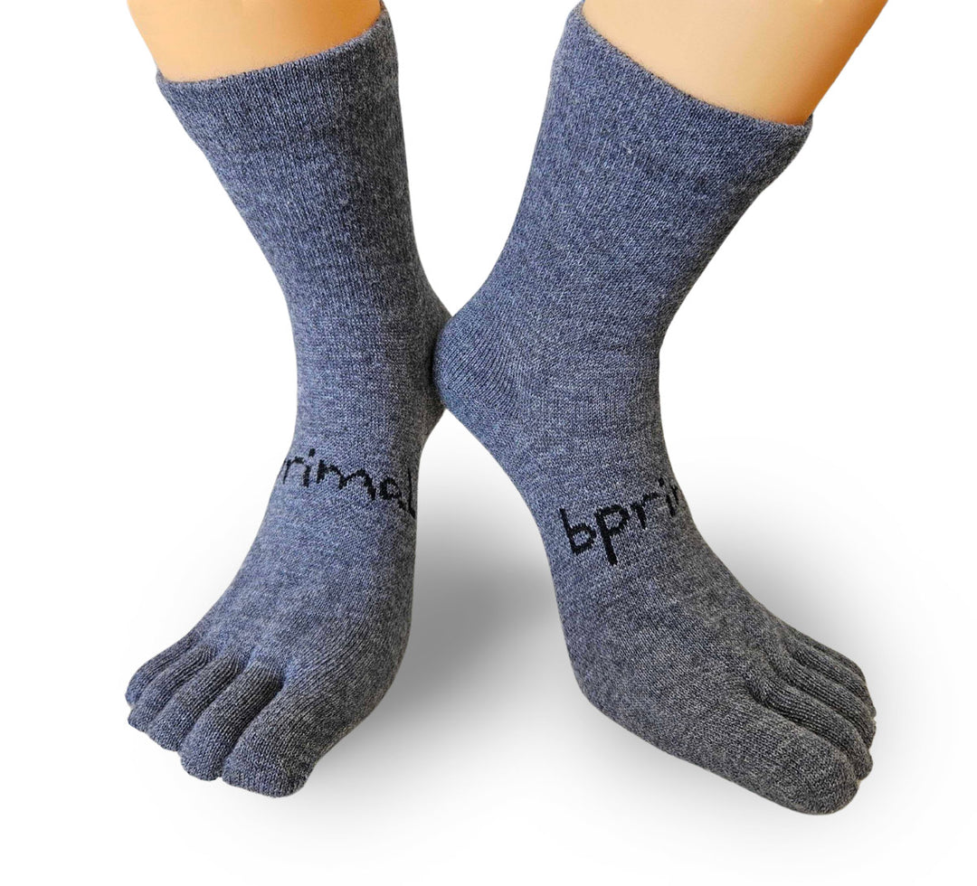 Bprimal Outdoor Merino Five-Toe Socks Crew Grey – Bprimal Footwear
